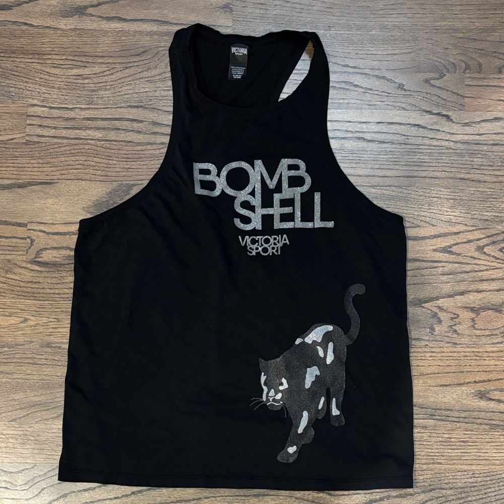 Victoria's Secret Black Tank Top with Silver Graphic